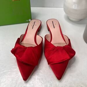 Kate Spade Faryn Satin Bow Pointed Toe Ballet Flat Red S110170 Women 9/39M NWB